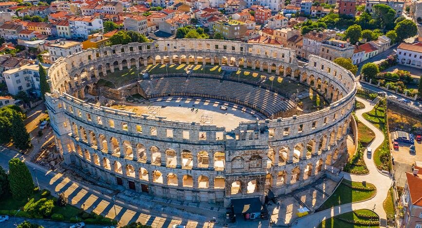 Amphithéâtre à Pula, Istrie, Croatie.