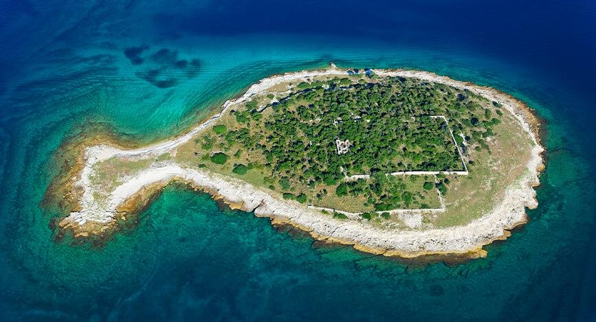 Vue aérienne du Parc National de Brijuni, Croatie.