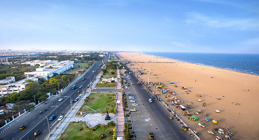 Marina Beach à Chennai dans le Tamil Nadu en Inde