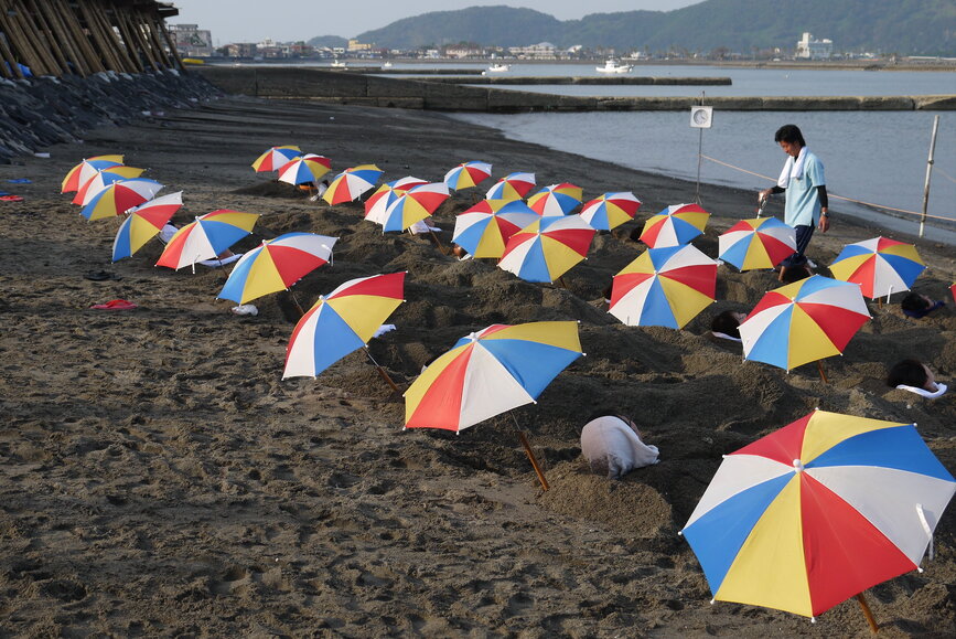 Bain de sable volcanique d'Ibusuki Onsen