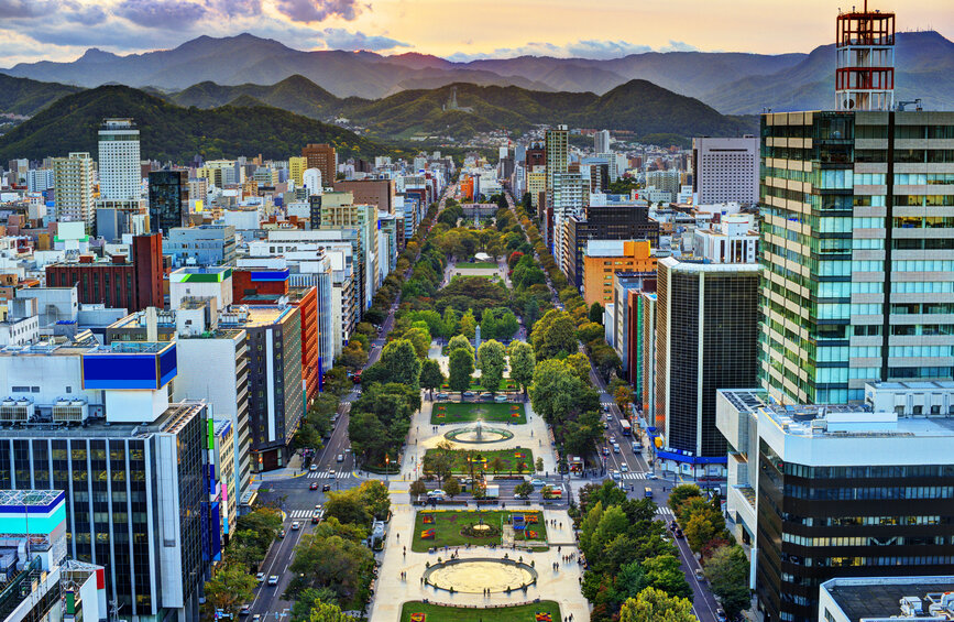 Vue panoramique de la ville de Sapporo depuis la Tour de Télévision