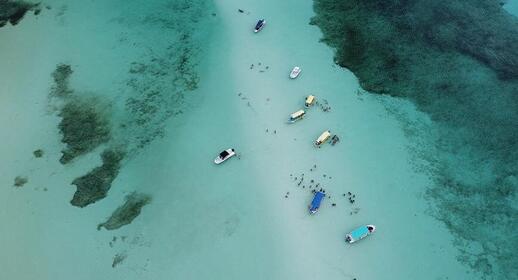 Vue à vol d’oiseau du banc de sable El Cielo. Cozumel, Mexique.