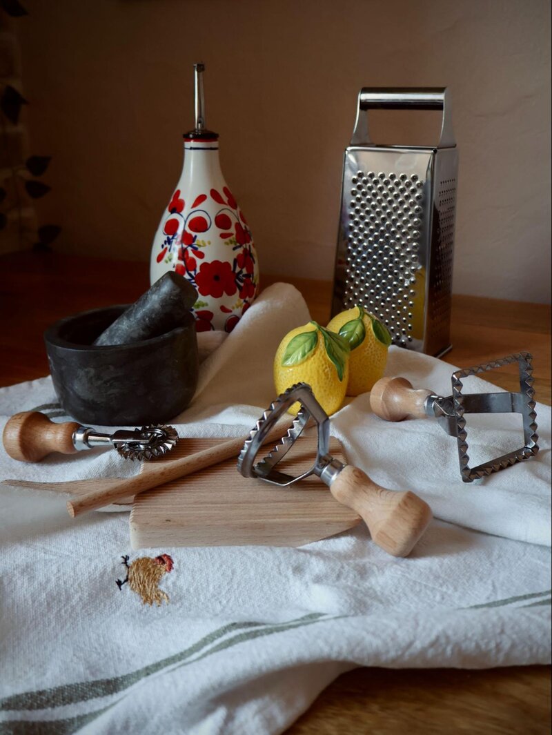 Cours de cuisine italienne & ustensiles