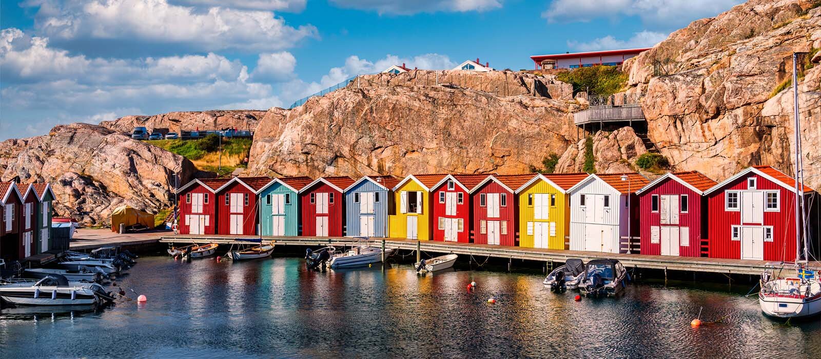 Cabanes de pêche à Smögen sur la côte ouest suédoise