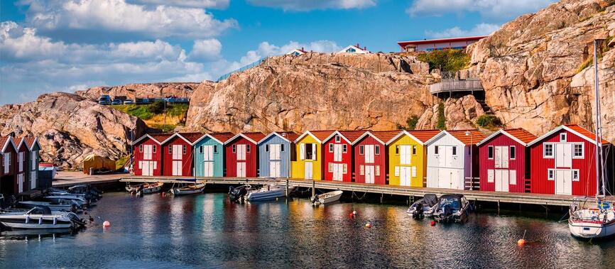 Cabanes de pêche à Smögen sur la côte ouest suédoise