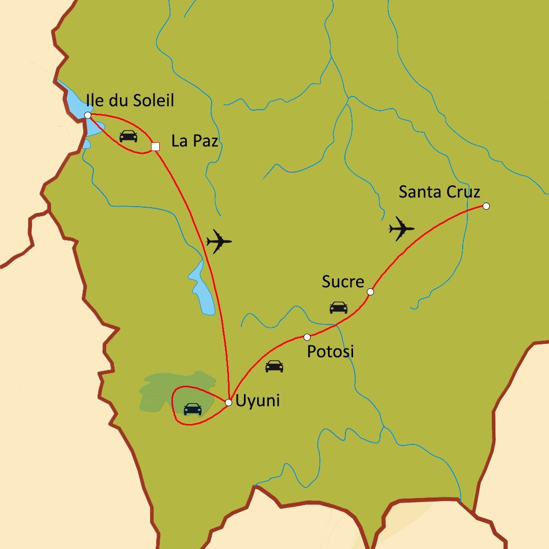 Carte du circuit Essentiel de la Bolivie