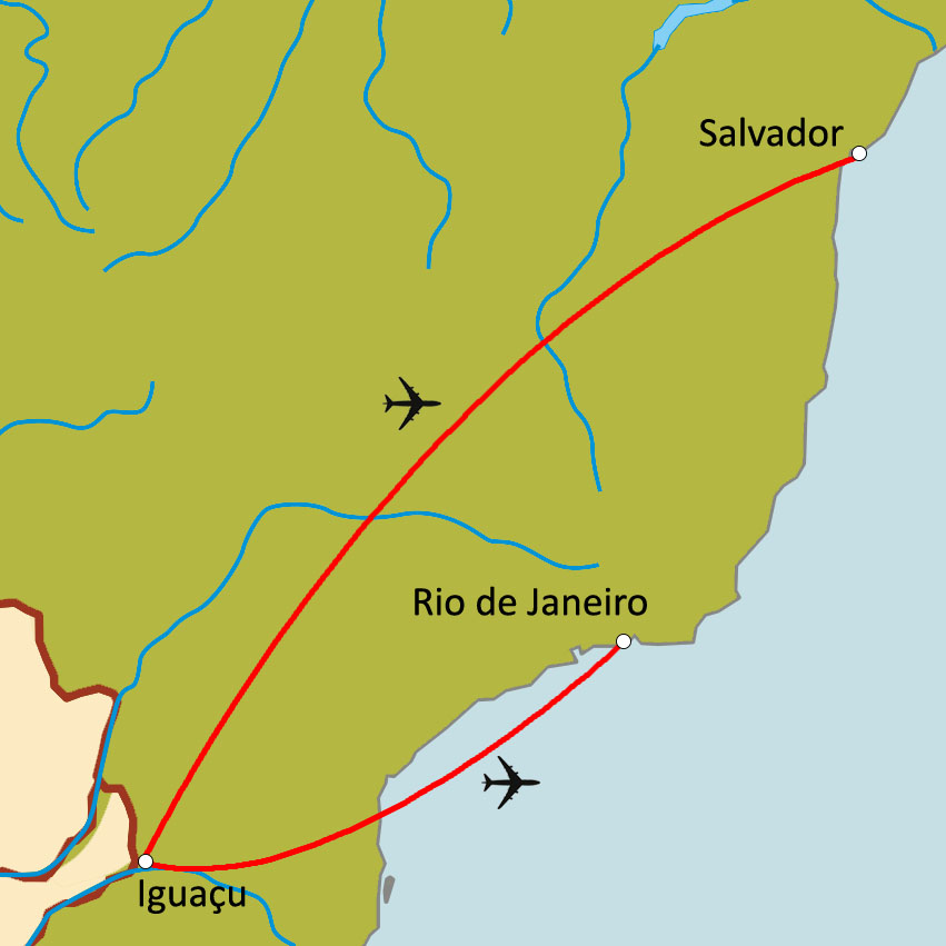 Carte du circuit Trésors du Brésil