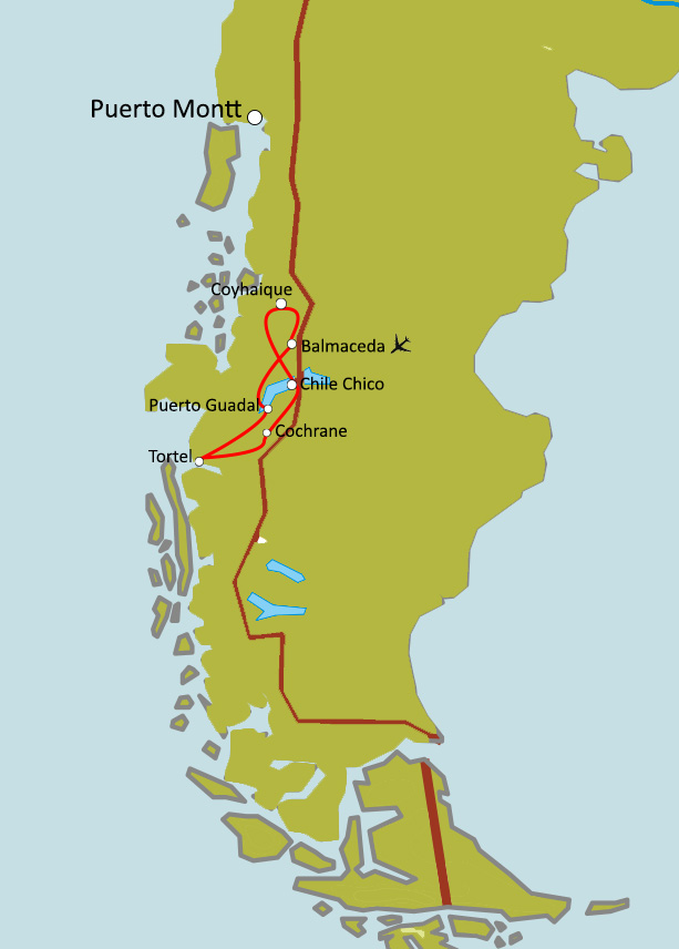 Carte du circuit La Carretera Austral (Route Australe)