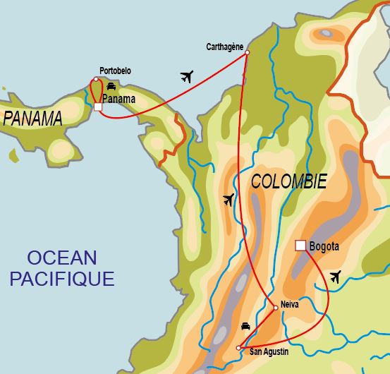Carte du circuit Colombie - Panama