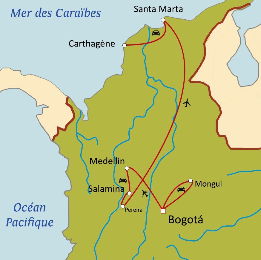 Carte du circuit La Colombie authentique
