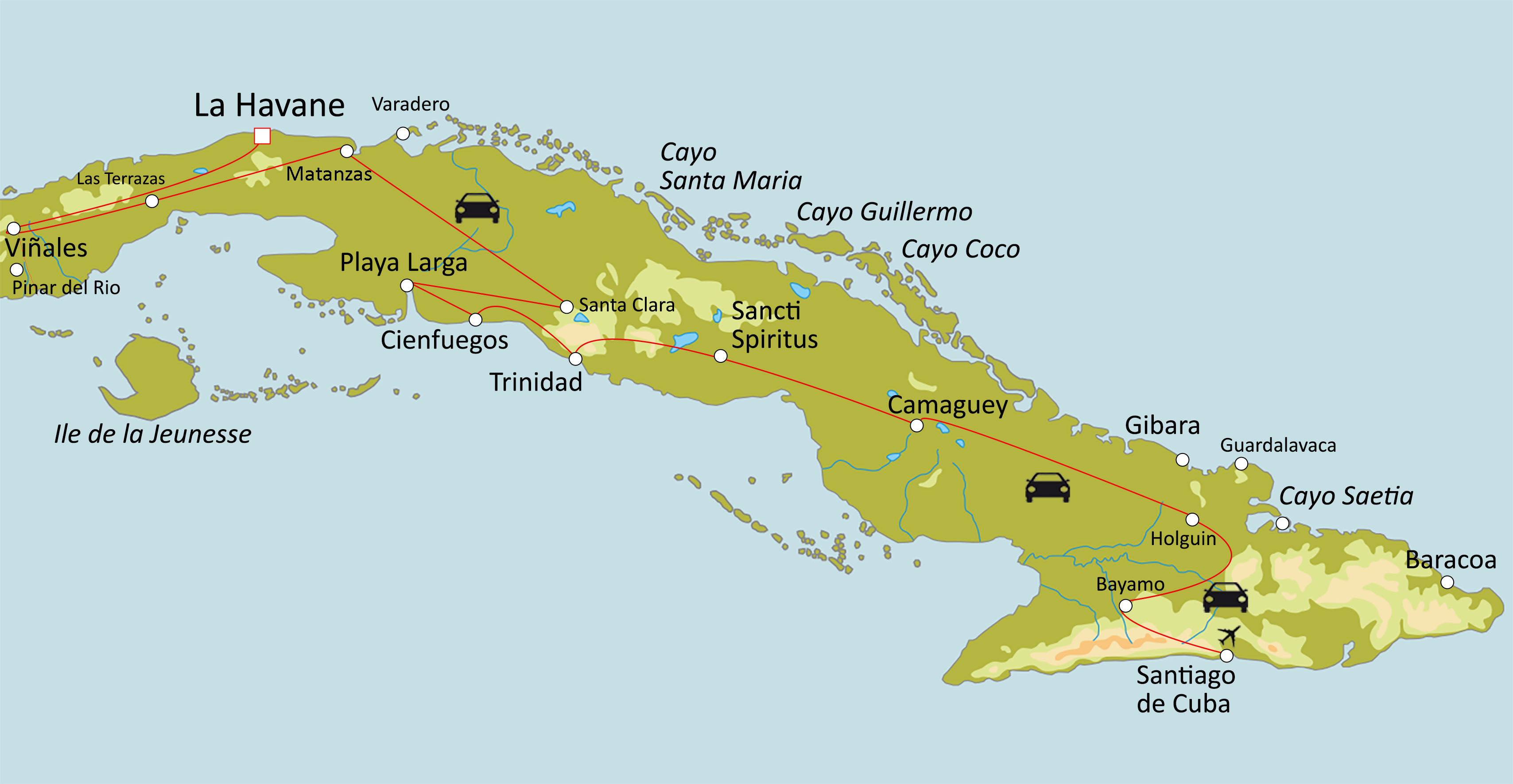 Carte du circuit Cuba Historique