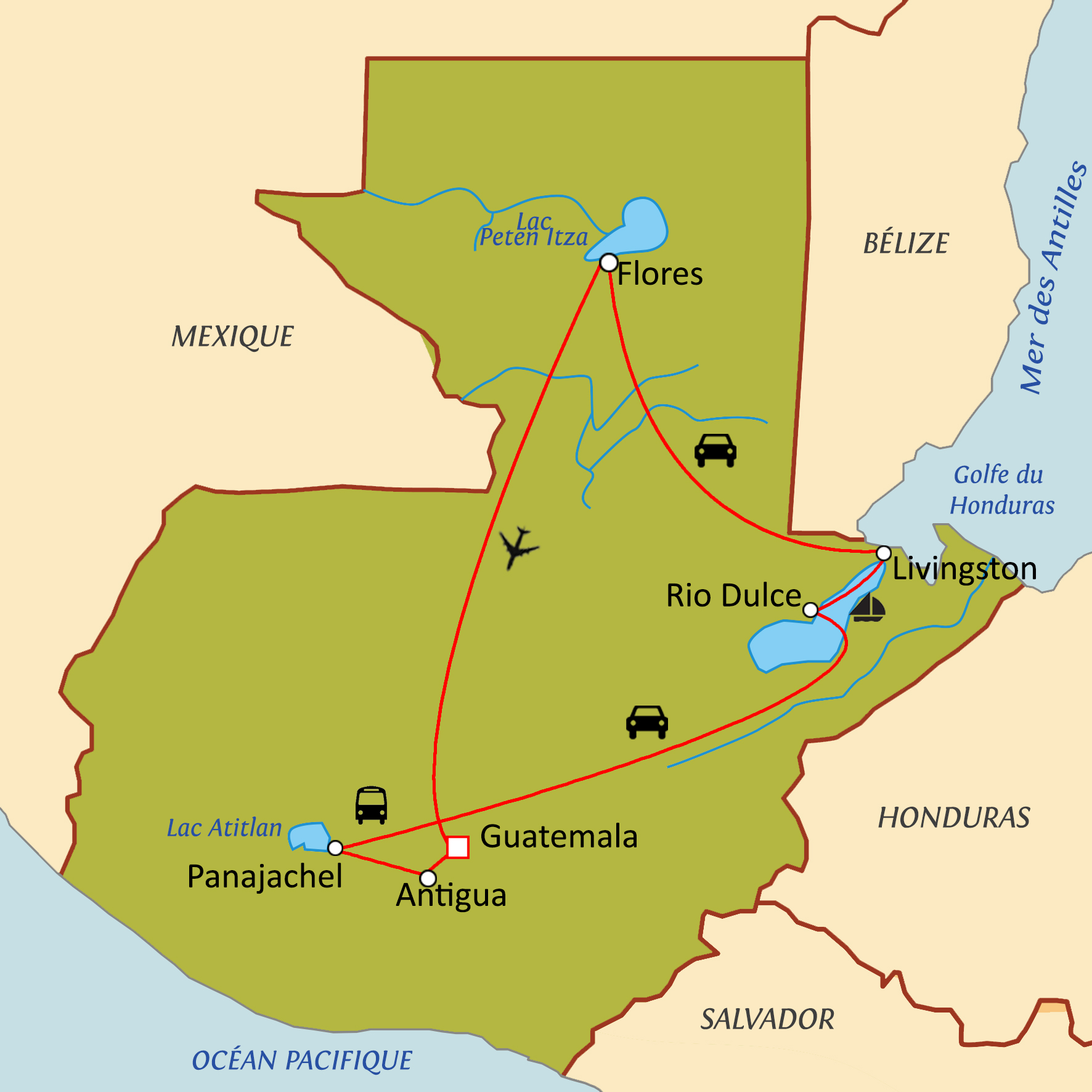 lac atitlan carte du guatemala