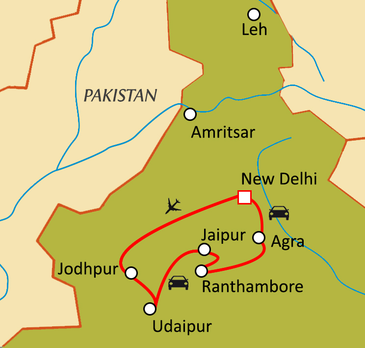 Carte du circuit Rajasthan en famille