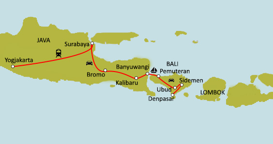 Carte du circuit Java & Bali : trésors d'Indonésie
