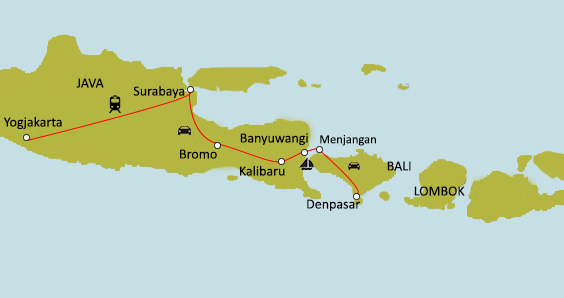 Carte du circuit Volcans et culture javanaise