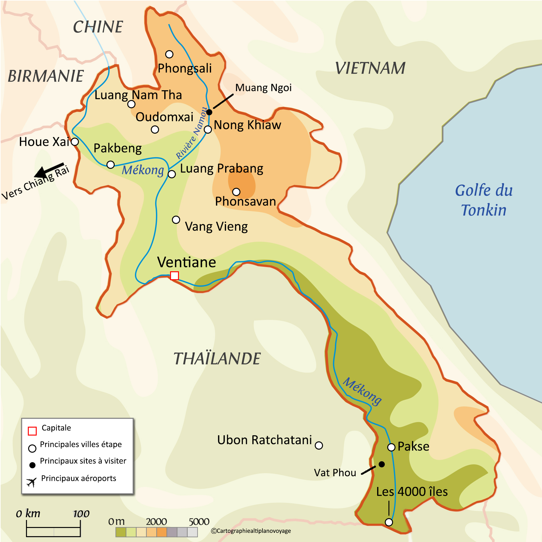 Carte touristique Laos