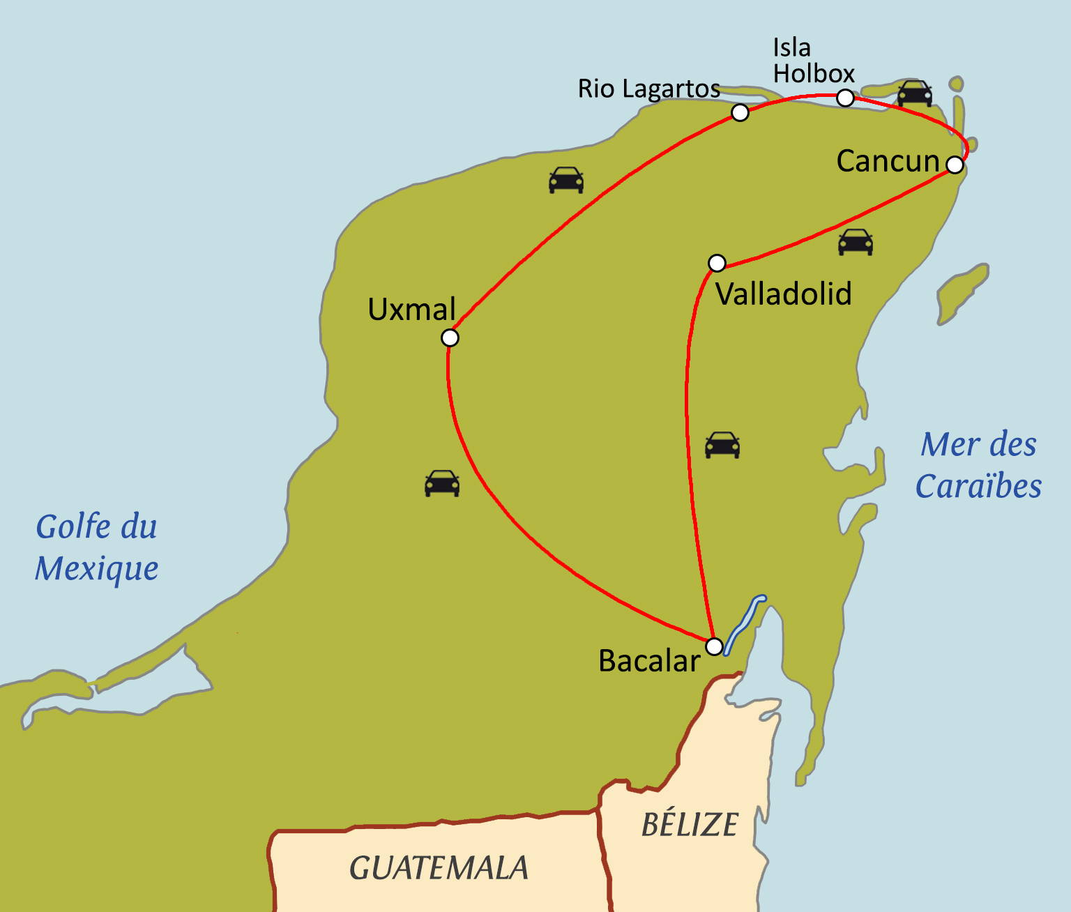 Carte du circuit Yucatan en famille