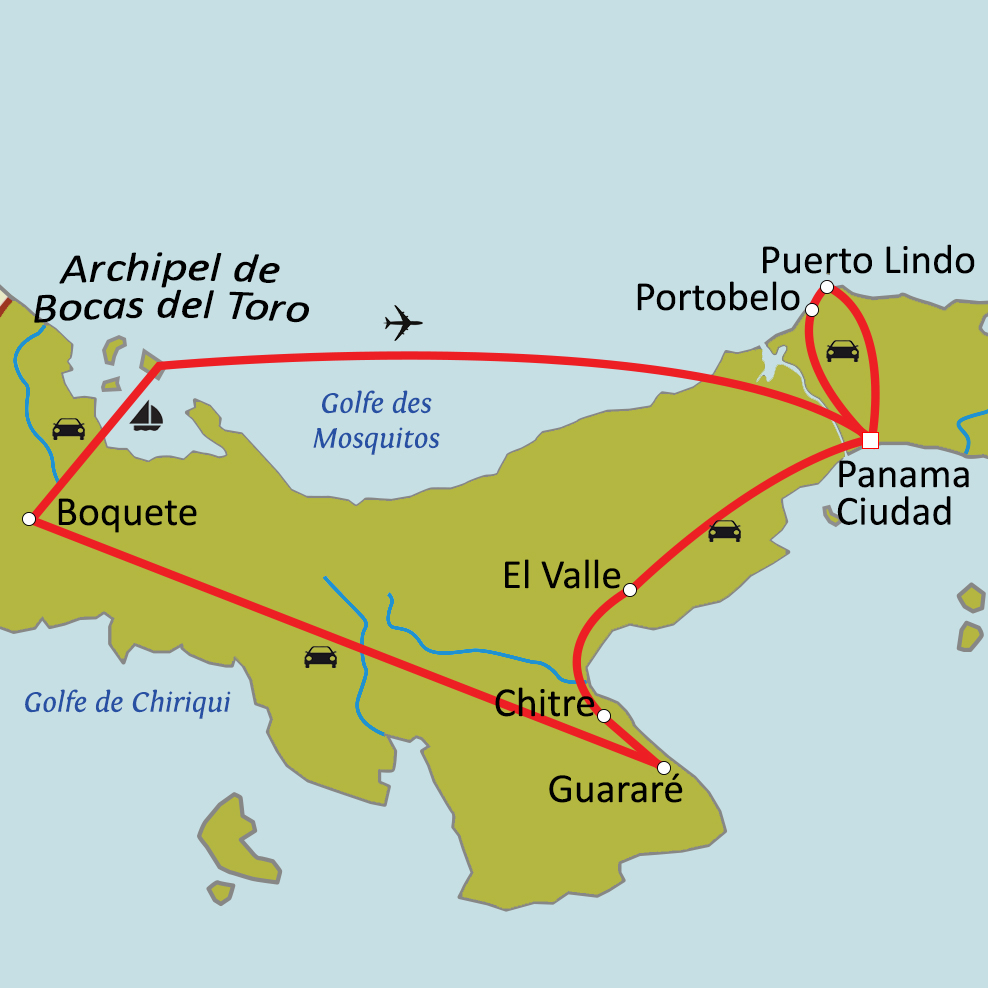Carte du circuit Sur les routes du Panama