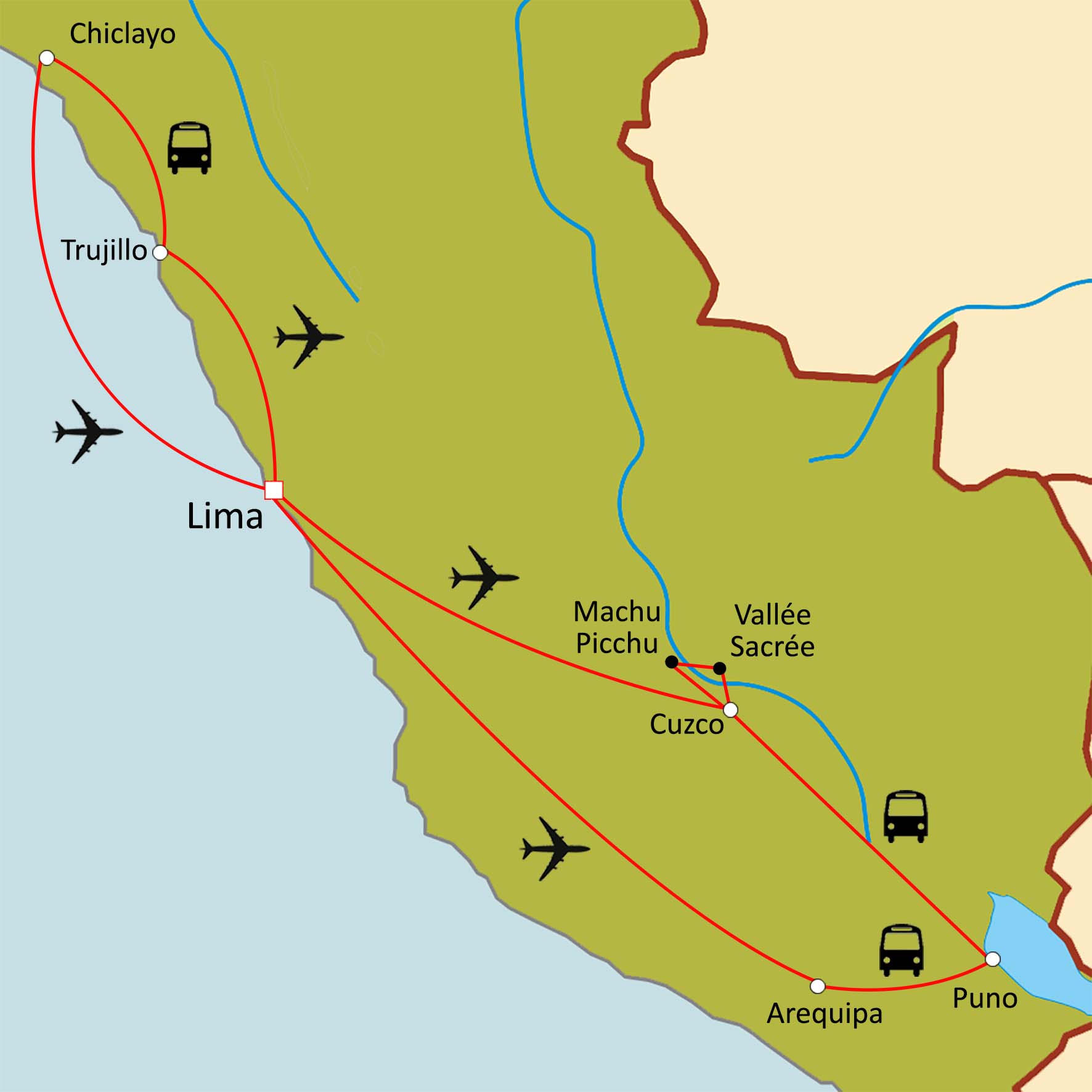 Carte du circuit Sur les traces des anciennes civilisations (Nord et Sud)