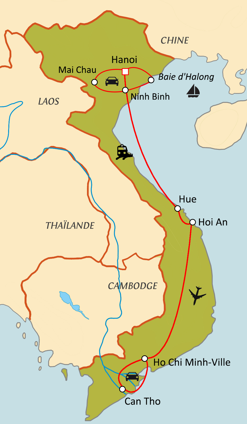 Carte du circuit Trésors du Vietnam